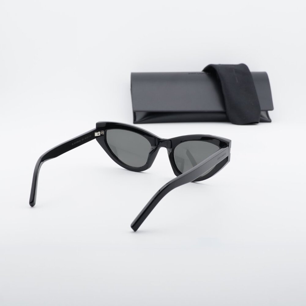 Saint Laurent SL215 GRACE 001 Cat Eye Sunglasses - Black/Grey - Picture 5 of 10